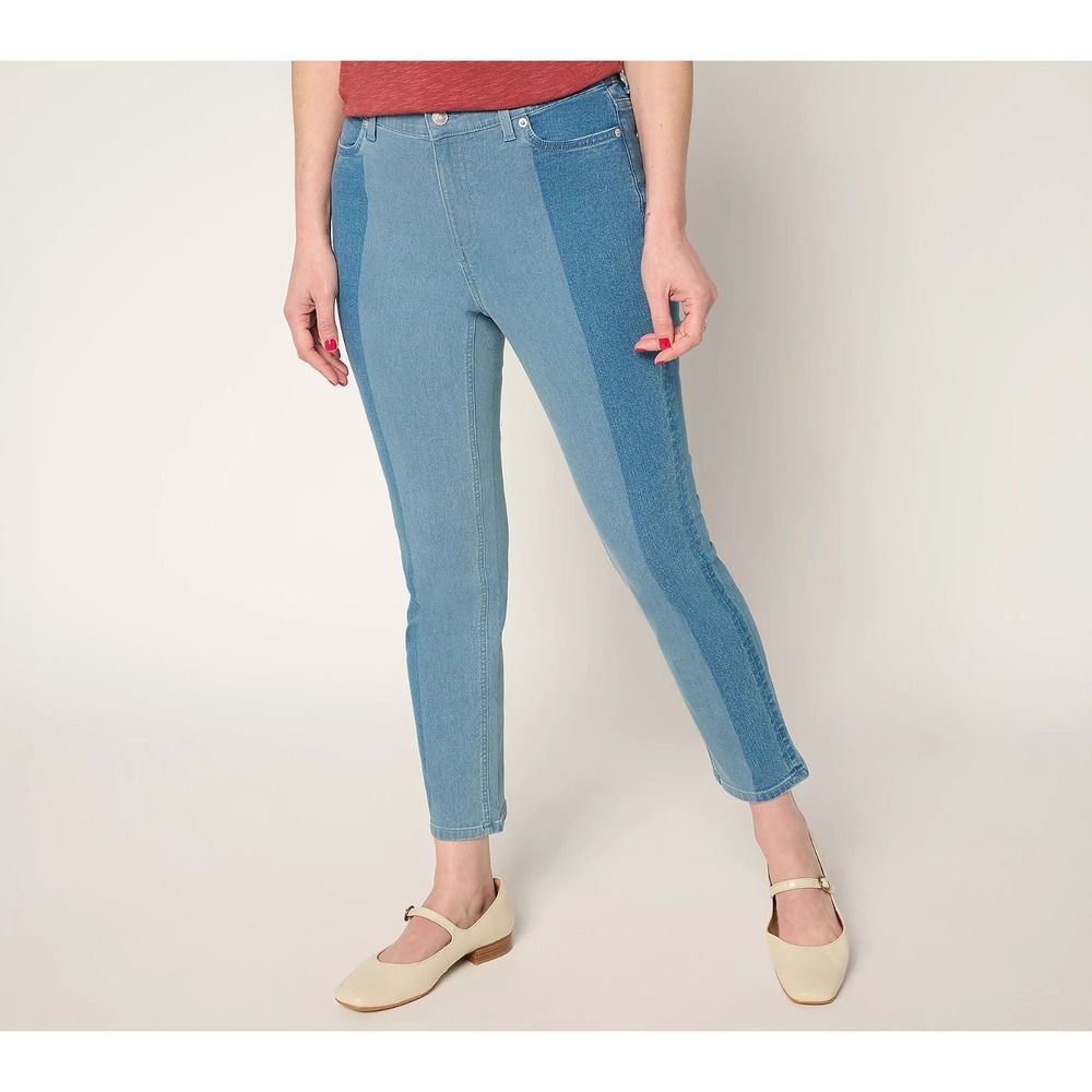 Denim & Co. Petite Indigo Classic Stretch Two Tone Ankle Jean Petite 4 #837P